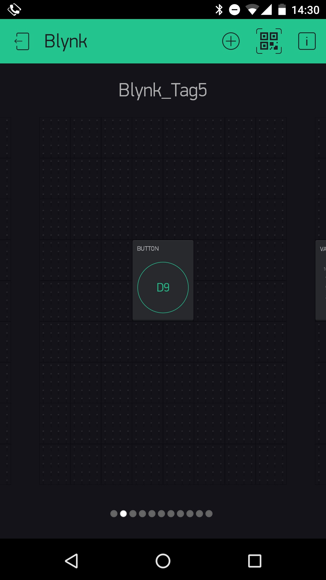 Die Oberfläche in der Blynk App mit QR-Code-Symbol oben rechts
